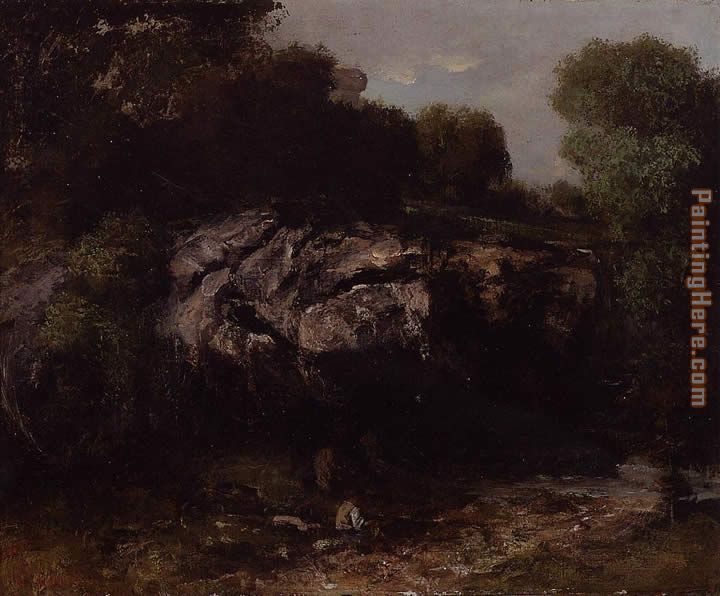 Gustave Courbet Rocky Landscape with Figure